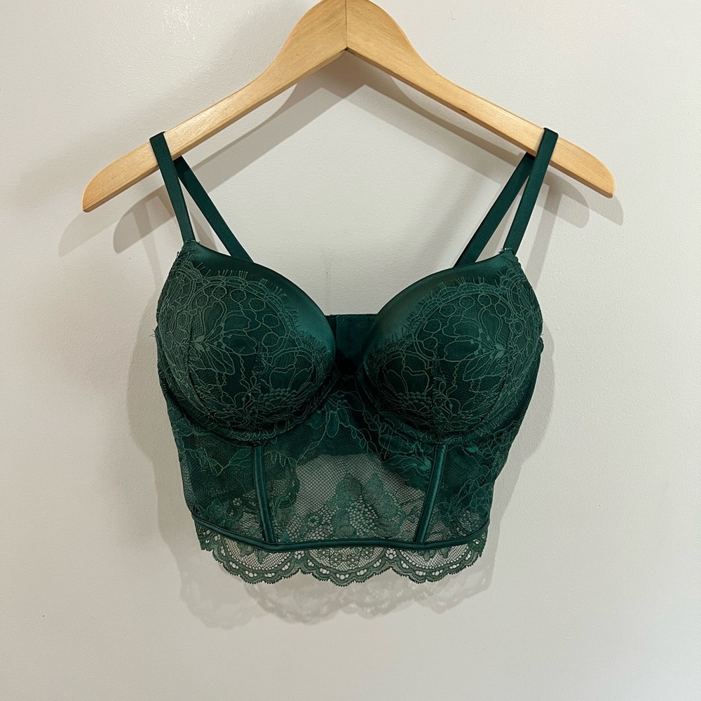 Victoria's Secret Dark Green Lace Bra